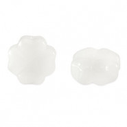 Abalorio de cristal 10mm Trébol - Blanco lechoso